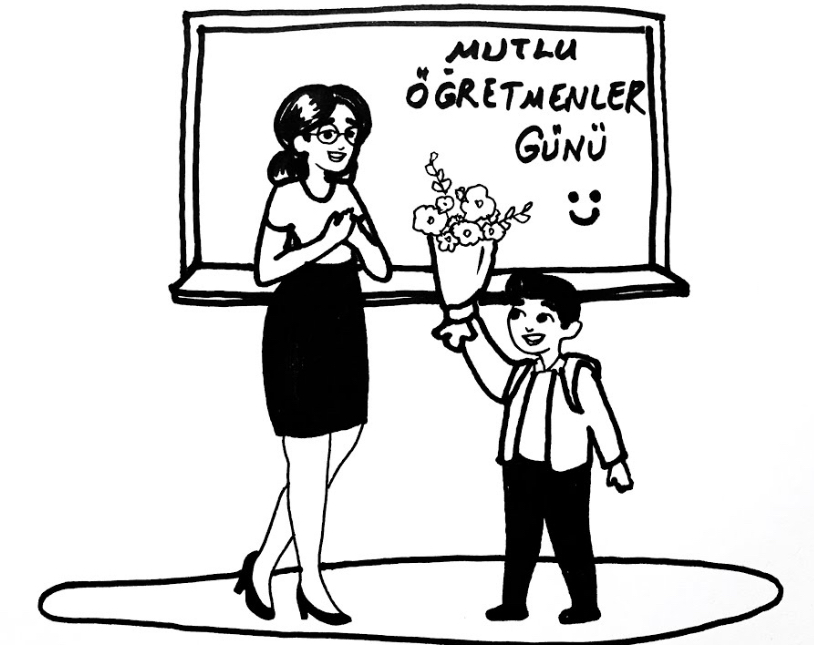 Anneler günü resmi karakalem kolay